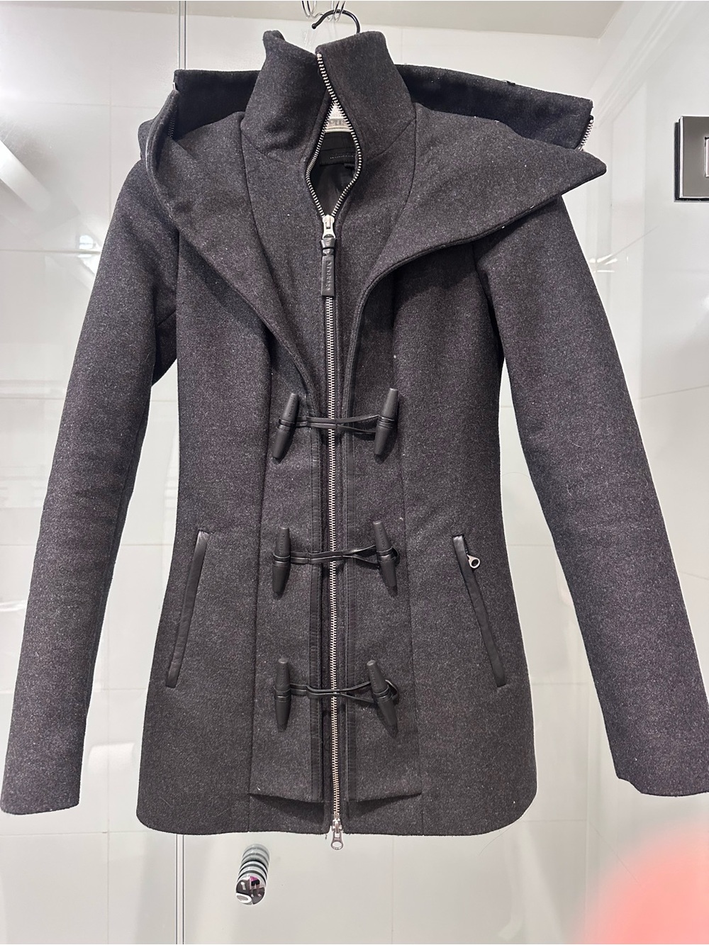 Mackage Wool Toggle Coat - Dark Gray XXS